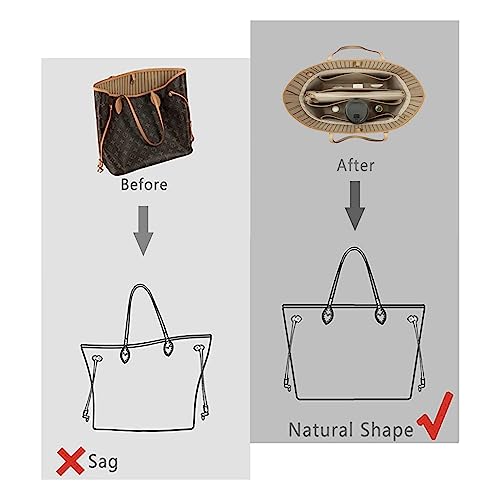 ZTUJO Purse Organizer Insert For Handbags, Purse Organizer With Zipper, Neverfull Organizer, Bag Organizer For Speedy Neverfull ONTHEGO Tote, Handbag and More (Silky Beige, Medium) - Image 5