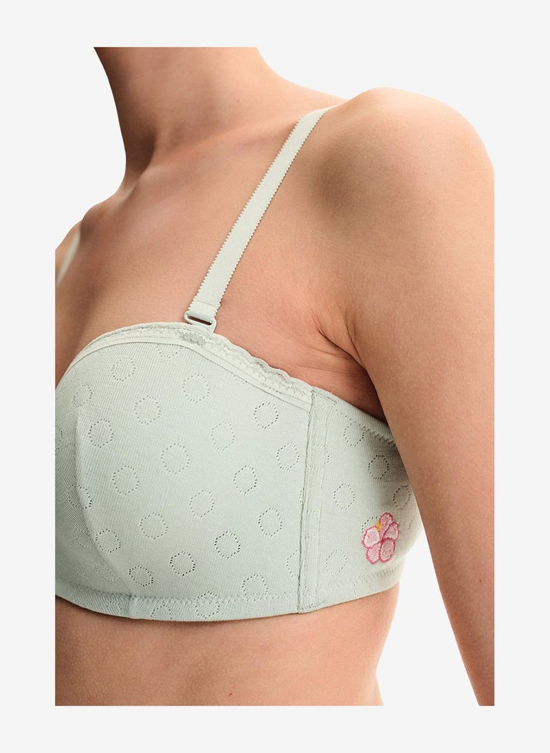 Penti Women Lotus Pointel Light Green Strapless Wired Bra - Image 3