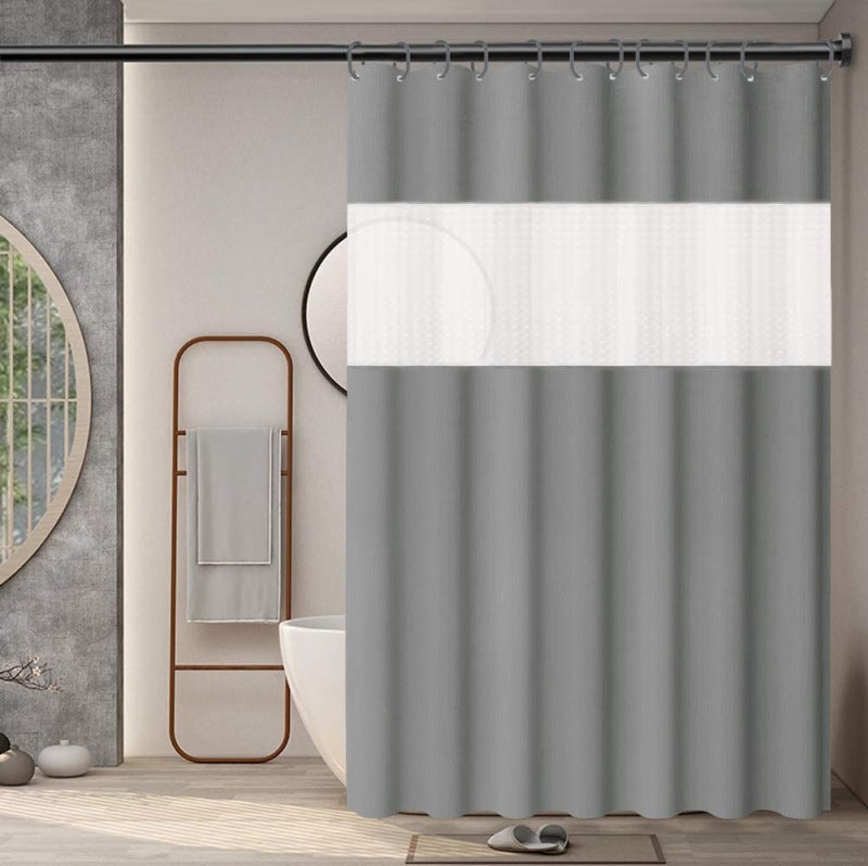 Waterproof Black Shower Curtain: Thickened PVA Material - 3D Seamless Leakproof Design Shower Curtain With Pre-Drilled Hooks for Home Bathroom - Image 2