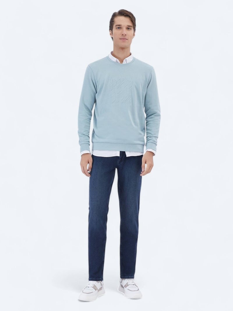 Mint Crew Neck Printed Sweatshirt