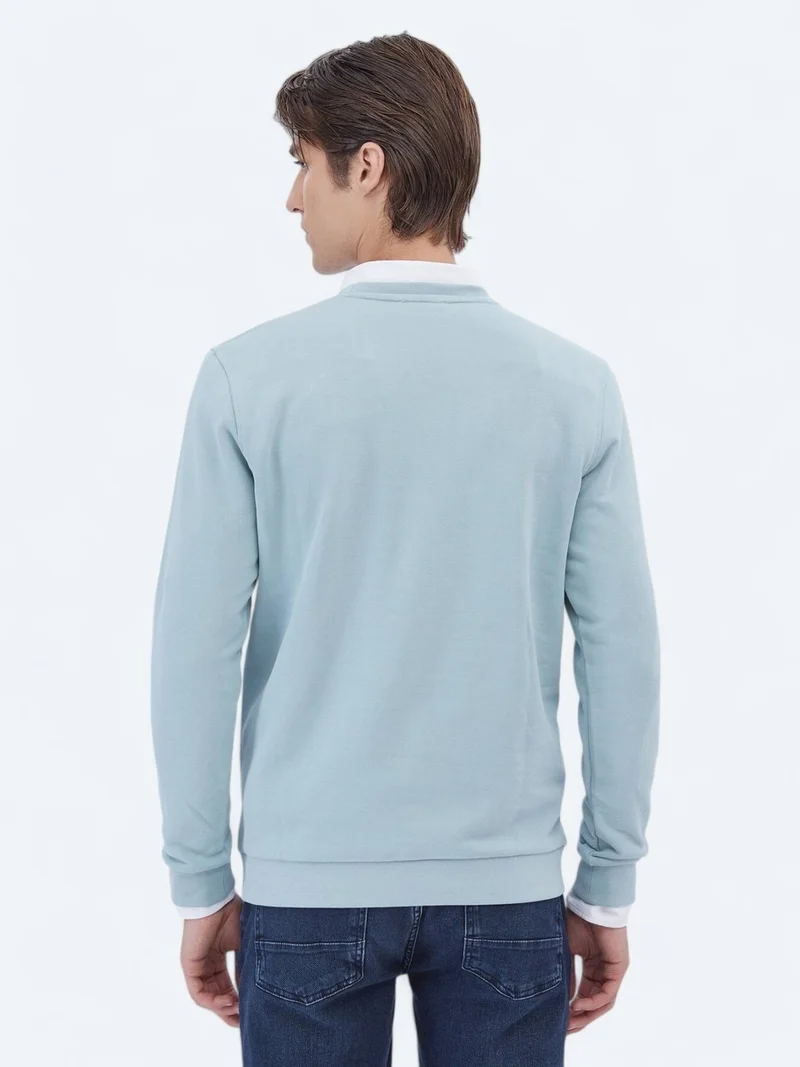 Kip Mint Crew Neck Printed Sweatshirt
