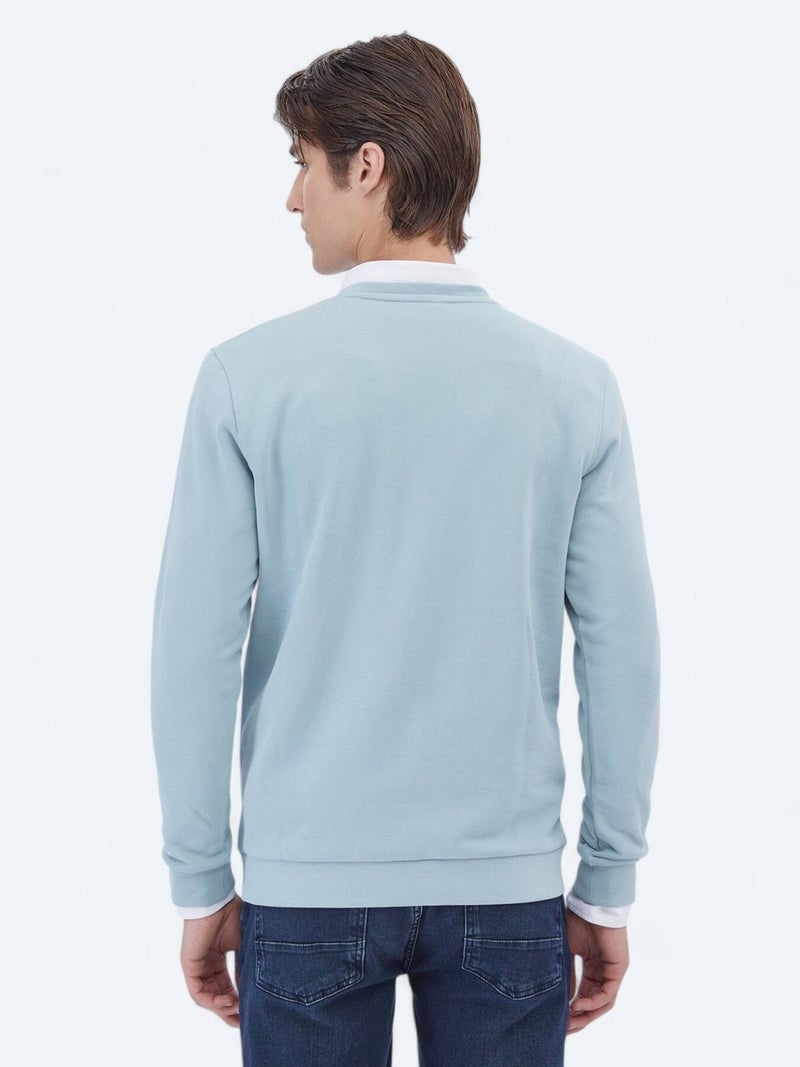 Mint Crew Neck Printed Sweatshirt