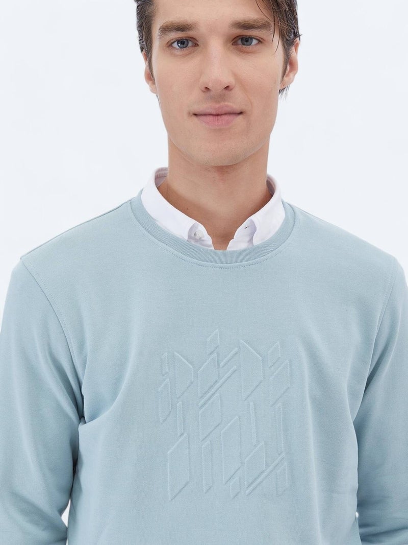 Mint Crew Neck Printed Sweatshirt