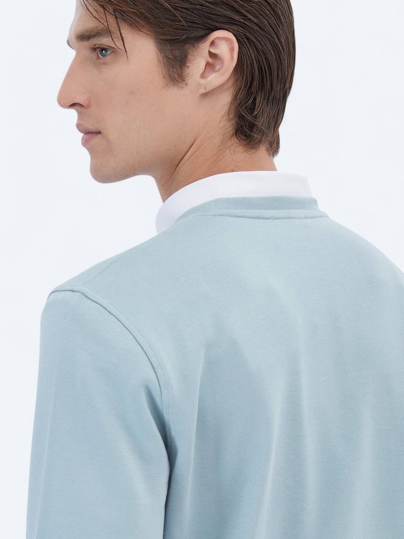 Mint Crew Neck Printed Sweatshirt