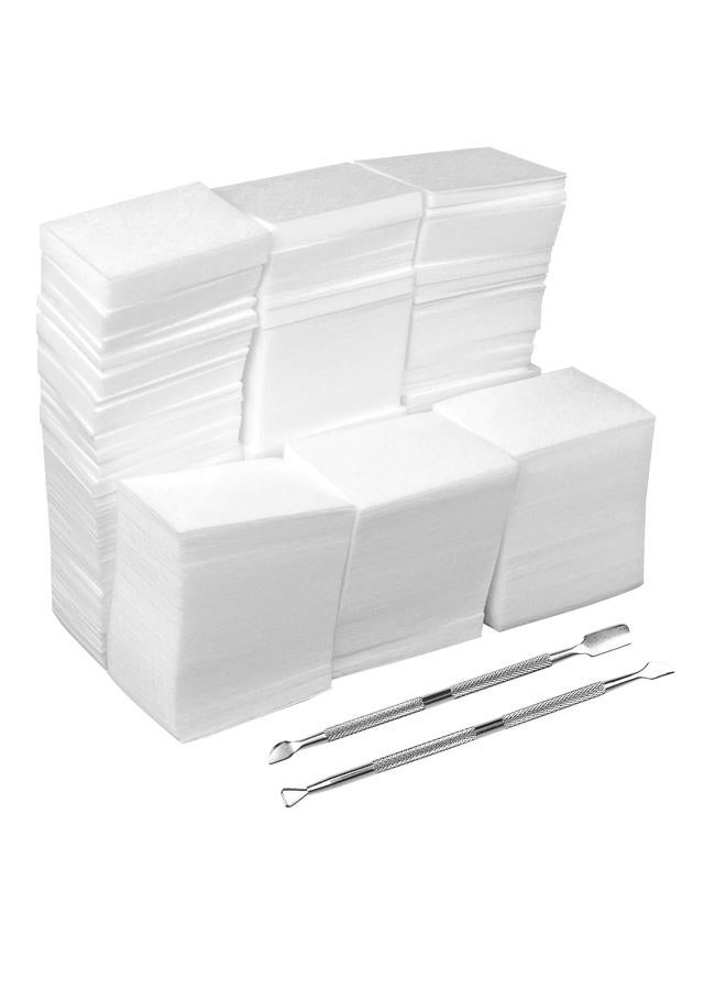 eyxformula 1000 Pcs Lint Free Nail Wipes Gel Nail Polish Remover Pads - Absorbent Cotton Pads For Nail Polish Removal, Nail Prep & Nail Care - Come With 2 Pcs Cuticle Pushers - Home Manicure & Nail Salon Use - Image 1
