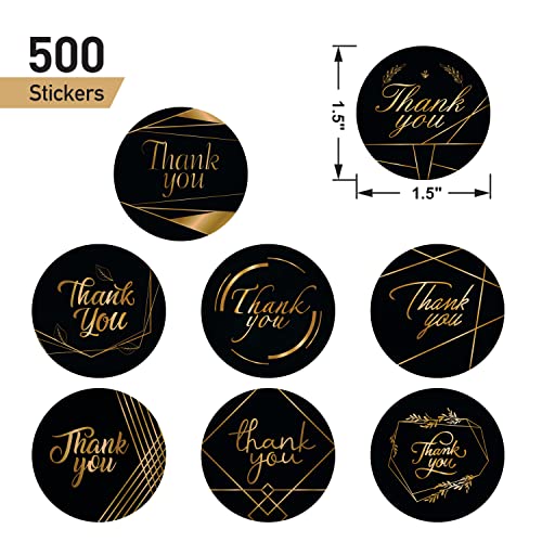 Rousrie 1.5 Inch Round 8 Different Designs Thank You Stickers (Pack of 500), for Small Business and Packaging (Design 2, 500) - Image 2