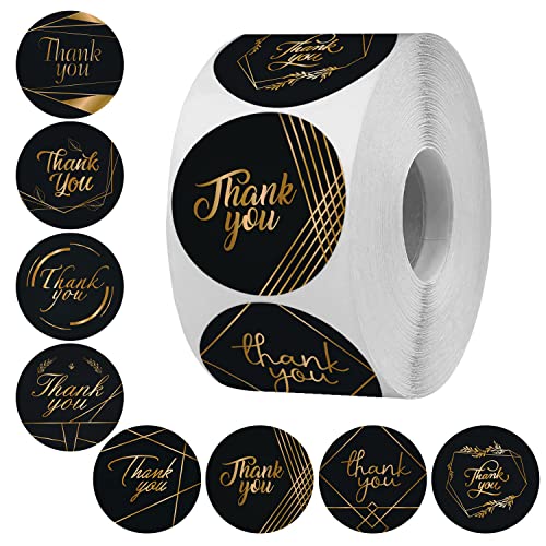 Rousrie 1.5 Inch Round 8 Different Designs Thank You Stickers (Pack of 500), for Small Business and Packaging (Design 2, 500) - Image 1