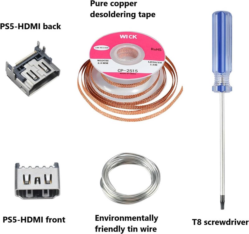 ACIDALIE PlayStation 5 HDMI Port Repair Kit, Compatible with Disassembly, Soldering Tools Included - Image 2