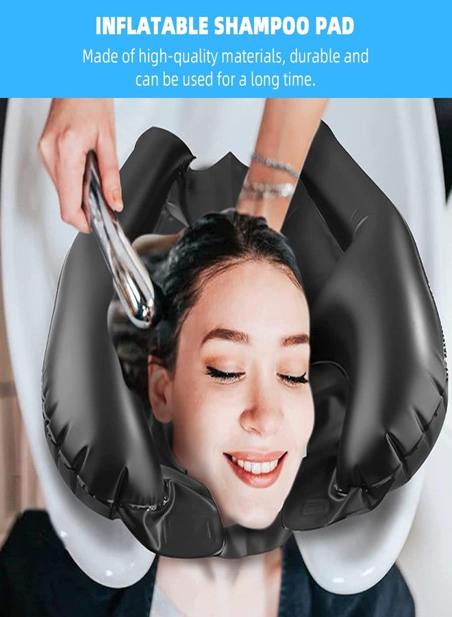 DOITOOL وسادة رأس الشامبو القابلة للنفخ 1 قطعة وسادة عنق الشامبو حوض غسل الشعر حوض غسل قابل للنفخ وسادة حوض الاستحمام المحمولة وسادة الشامبو حوض الاستحمام سبا صينية بي في سي لكبار السن - Image 2