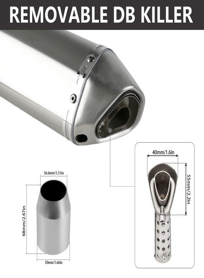 PACEWALKER Motorcycle Slip On Muffler, 1.5-2" Universal Motorcycle Exhaust with Removable DB Killer for Street/Sport Motorcycles and Scooters, Dirt Bike ATV Street Bike 38-51mm Inlet(Titanium) - Image 3