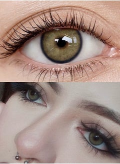 Unibling Neala Yellow Yearly Colored Contact Lenses, Unisex Cosmetic Contact Lenses, Enlargement Collection, Light Brown, With Case  - Image 5