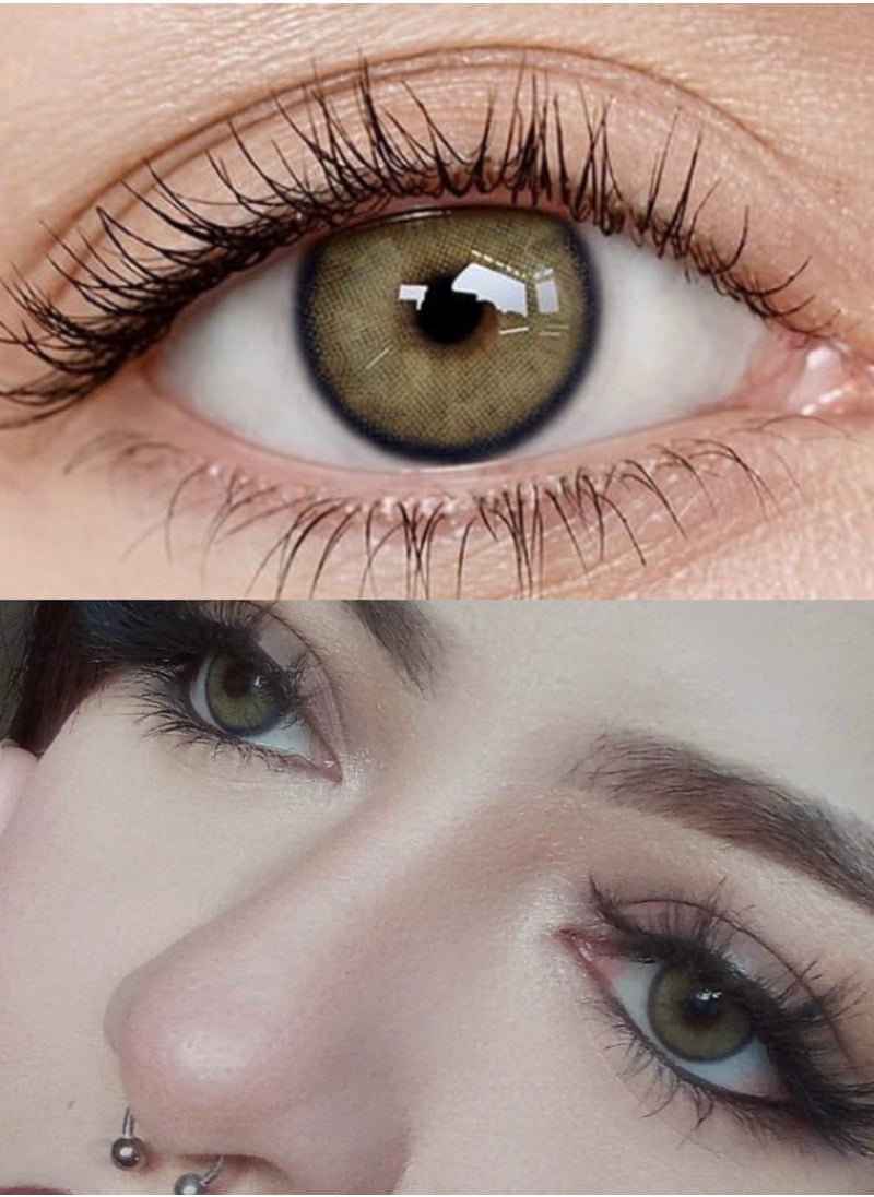 Unibling Neala Yellow Yearly Colored Contact Lenses, Unisex Cosmetic Contact Lenses, Enlargement Collection, Light Brown, With Case  - Image 5