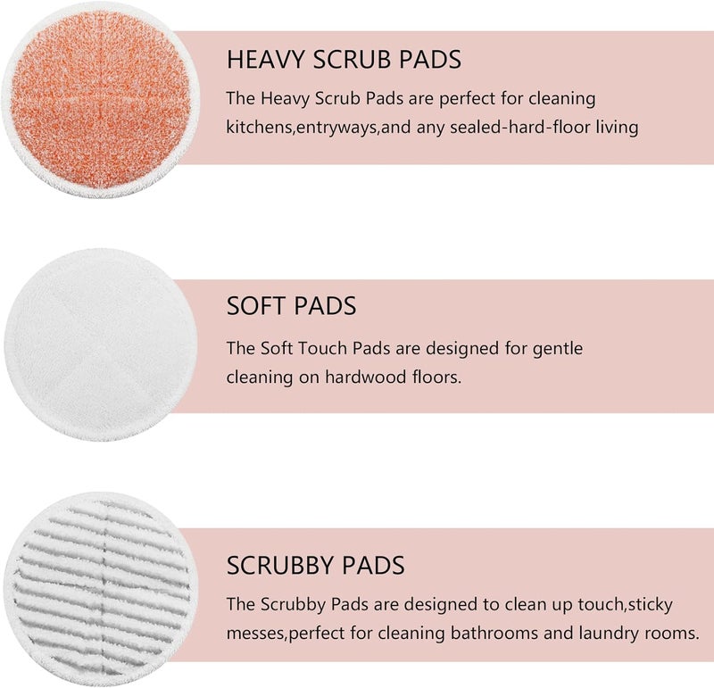 BeiLan Spinwave Mop Pads Replacement Set Compatible with Bissell Spinwave 2039A 2124: 4 Heavy Scrub Pads, 2 Soft Pads, 2 Scrubby Pads by (8Pack) - Image 2