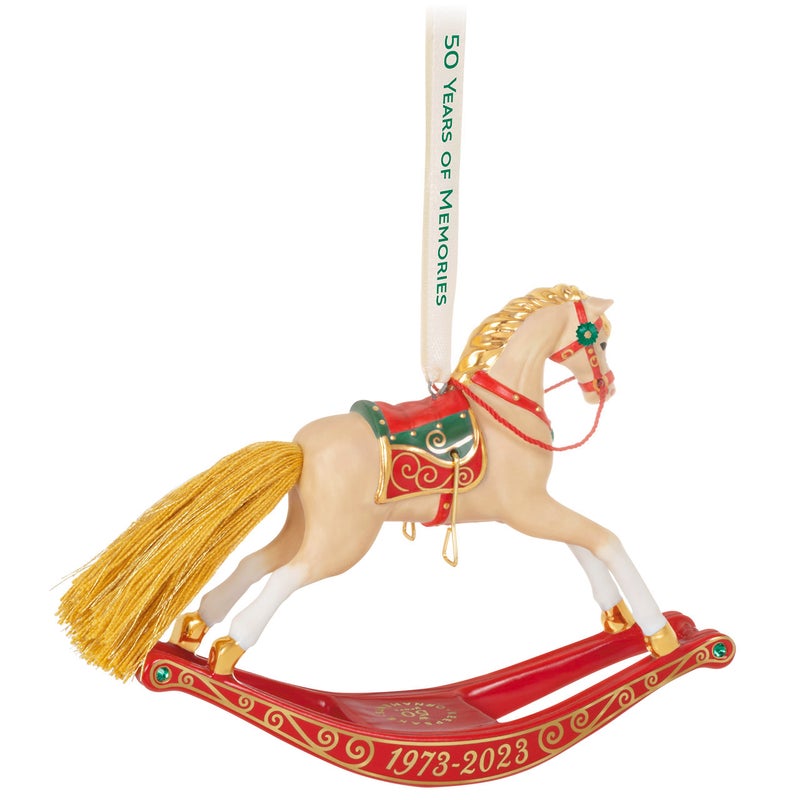 Hallmark Keepsake Hallmark Keepsake Christmas Ornament 2023  50 Years of Memories Rocking Horse Special Edition Porcelain Ornament - Image 2