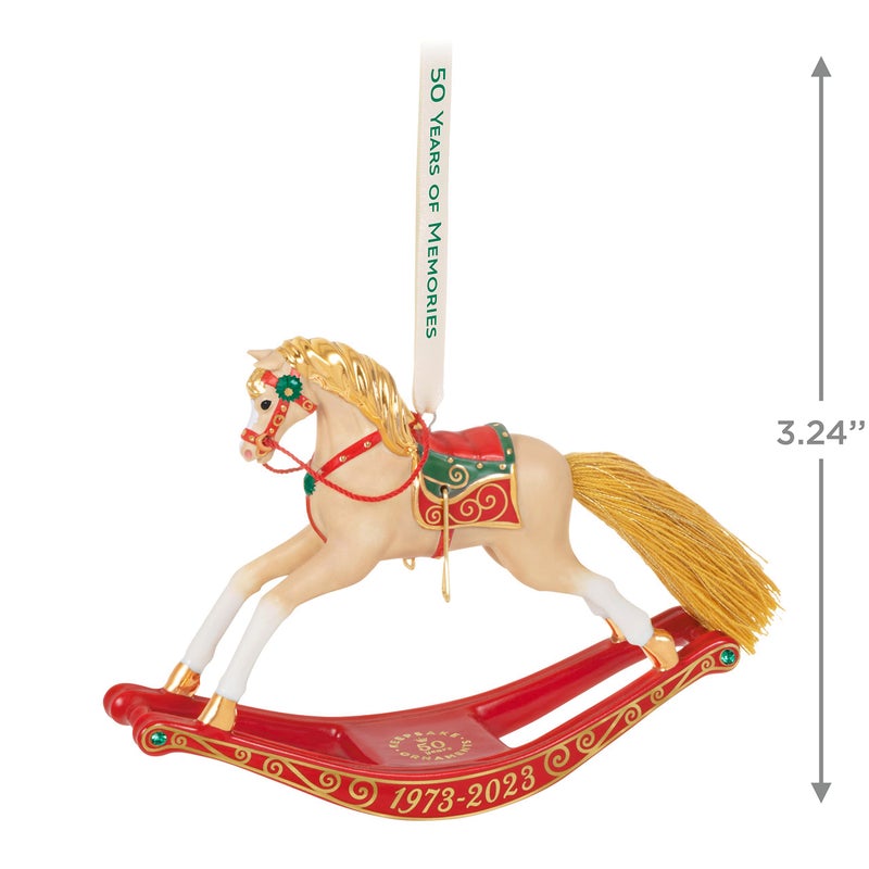 Hallmark Keepsake Hallmark Keepsake Christmas Ornament 2023  50 Years of Memories Rocking Horse Special Edition Porcelain Ornament - Image 5
