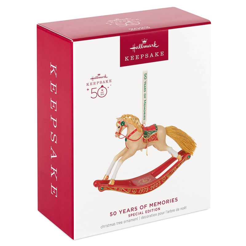 Hallmark Keepsake Hallmark Keepsake Christmas Ornament 2023  50 Years of Memories Rocking Horse Special Edition Porcelain Ornament - Image 3