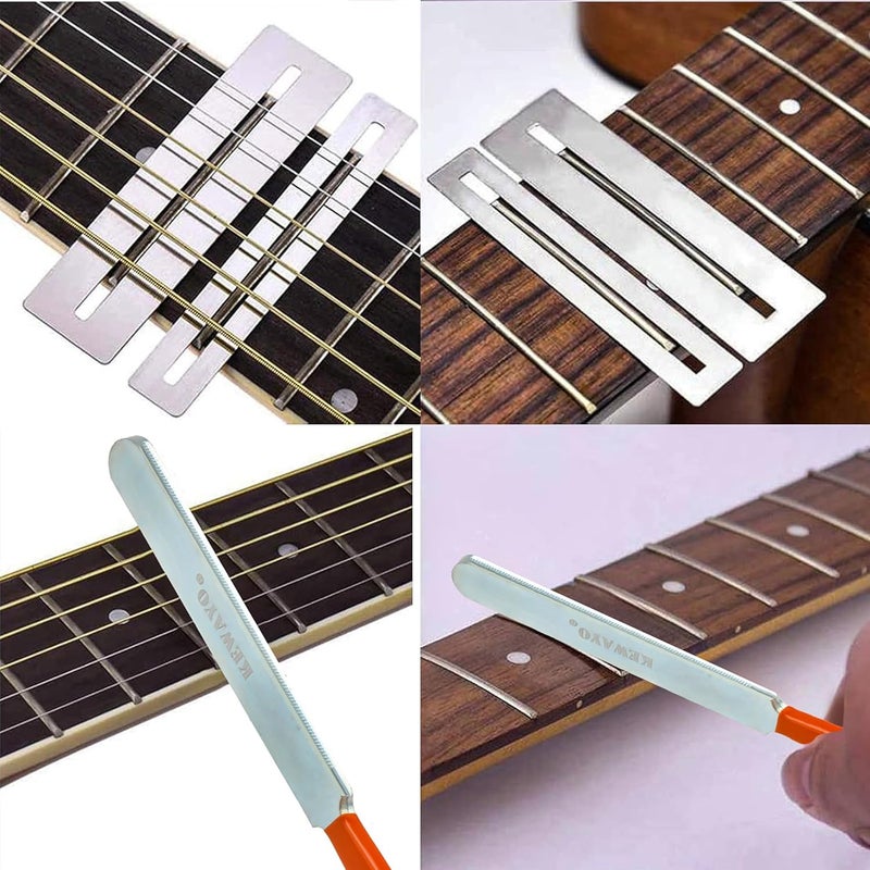 KEWAYO Guitar Fingerboard Luthier Tool Set Including Guitar Fret Crowning Luthier File Fret Leveling Beam Sanding Leveler Beam and Fingerboard Guard Protectors for Guitar Bass - Image 2