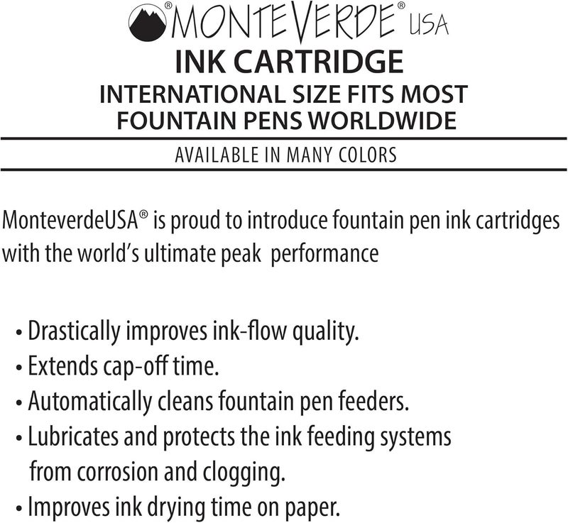Monteverde International Size Cartridge To Fit Fountain Pens, Blue Black, 6 Per Pack (G302Bb) - Image 4