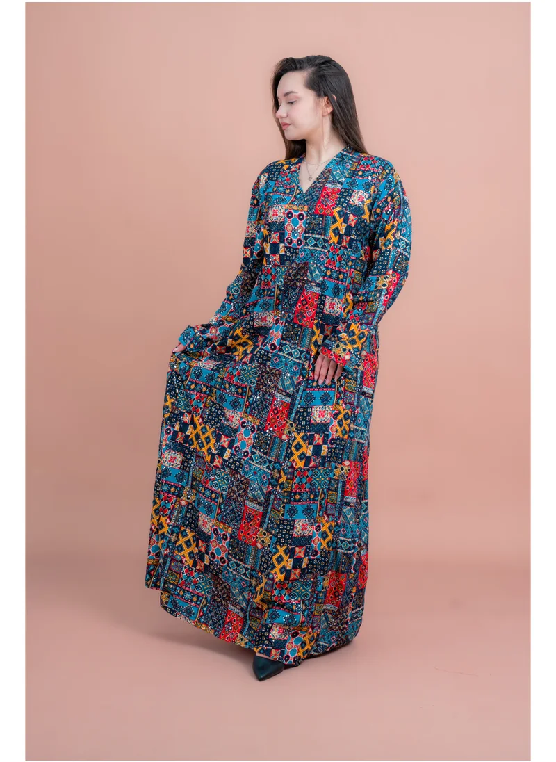 IKKXA Abstract Geometric Maxi IK062 Blue