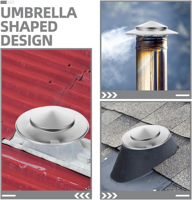 LABRIMP Stainless Steel Chimney Cap Rain Cover 200mm Pipe Roof Vent Cap Windproof Funnel Protector Outdoor Fireplace Stove Pipe Chimney Cowl - Image 3
