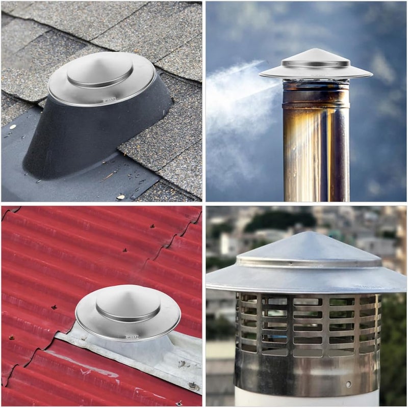 LABRIMP Stainless Steel Chimney Cap Rain Cover 200mm Pipe Roof Vent Cap Windproof Funnel Protector Outdoor Fireplace Stove Pipe Chimney Cowl - Image 4