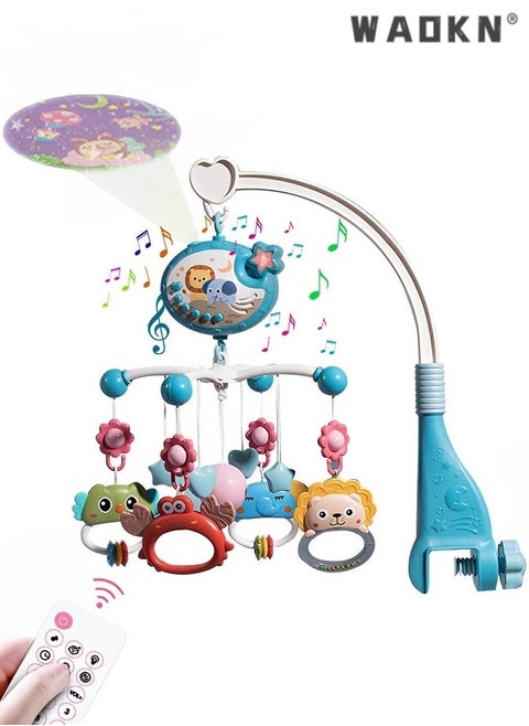 Baby Crib Mobile Toy, Remote Control Rotating Rattles With Projection And Music,360 Degrees Rotating,Baby Toys for Coaxing