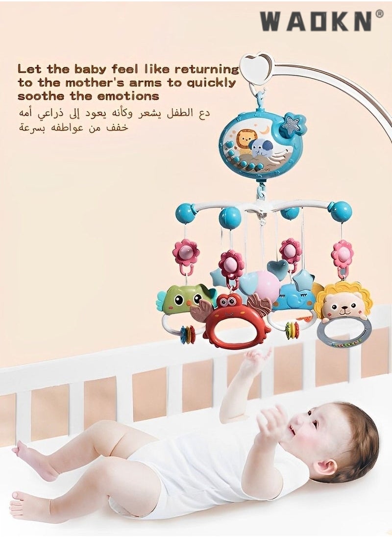 WAOKN - Baby Crib Mobile Toy, Remote Control Rotating Rattles With Projection And Music,360 Degrees Rotating,Baby Toys for Coaxing - Image 1