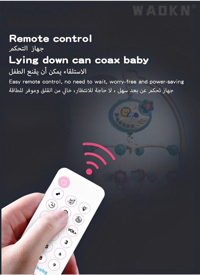 WAOKN - Baby Crib Mobile Toy, Remote Control Rotating Rattles With Projection And Music,360 Degrees Rotating,Baby Toys for Coaxing - Image 1