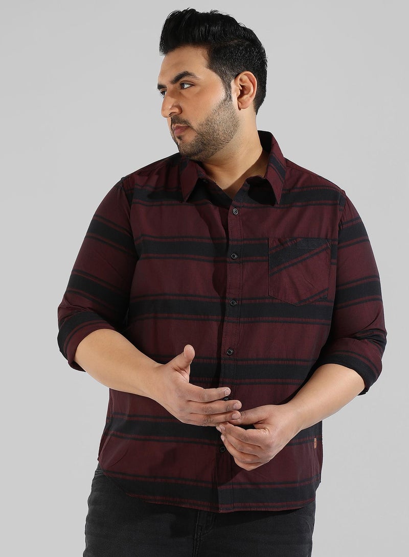 Instafab Plus Men's Maroon Checkered Regular Fit Casual Shirt - Image 1