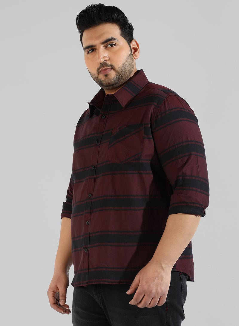 Instafab Plus Men's Maroon Checkered Regular Fit Casual Shirt - Image 3