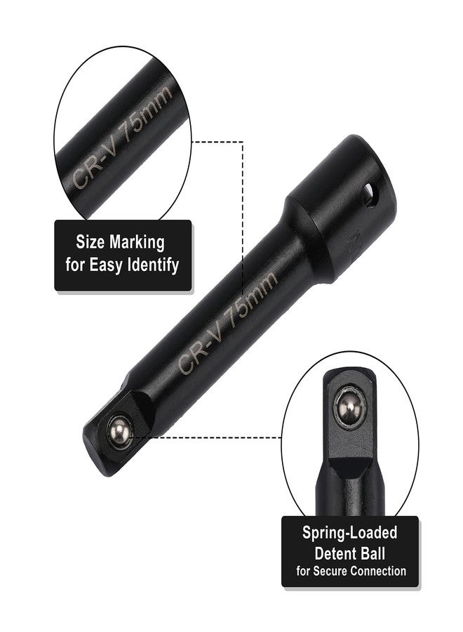 Mayouko 1/4",3/8",1/2" Drive Extension Bar Set, CR-V, 9 Pieces Socket Extension Bars for Narrow and Deep Areas - Image 5