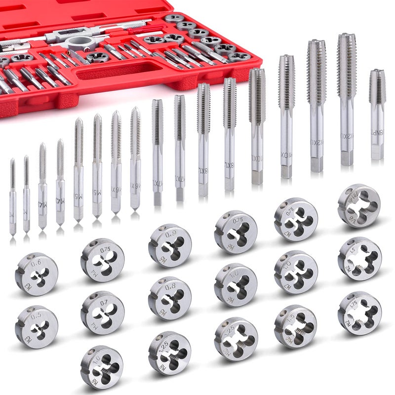 EFFICERE 40-Piece Premium Tap and Die Set, Metric Screw Threads M3, M4, M5, M6, M7, M8, M10, M12, Both Coarse and Fine Types | Essential Threading Tool Kit with Complete Handles, Accessories and Case - Image 3
