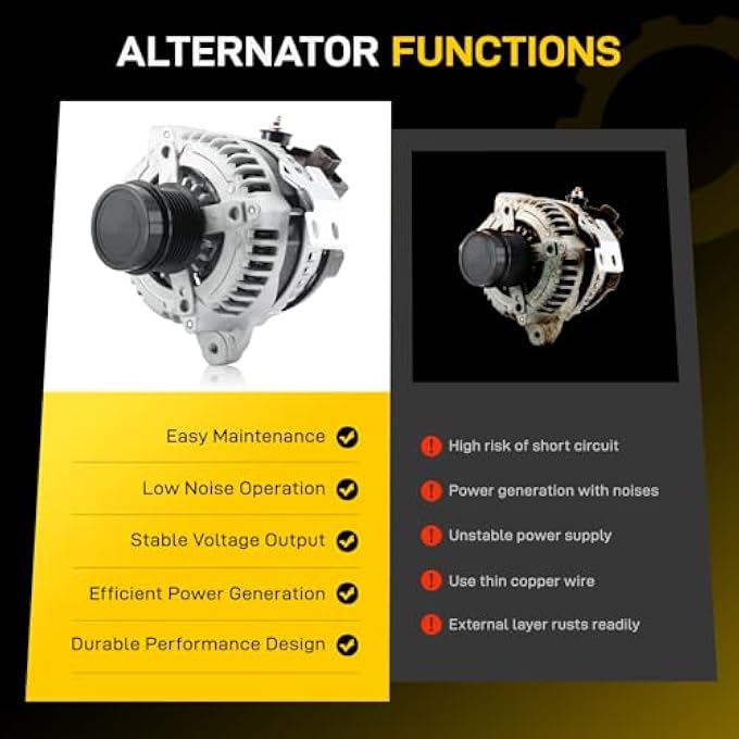 EnTurbo Alternator Compatible with Toyota Camry 2007 2008 2009, Corolla 2009 2010(Only Fit XRS 2.4L),Matrix 2009-2013, Pontiac Vibe 2009-2010, Scion xB 2008-2013, 1042104880 11195N - Image 4
