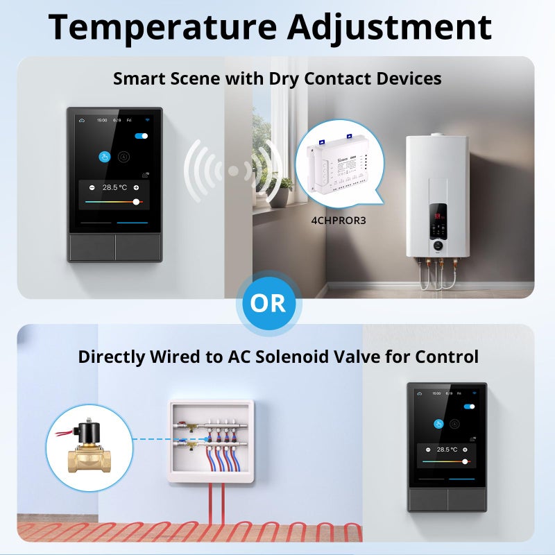 SONOFF Smart Switch, 2-Switch Panel Home Control, WiFi Smart Scene Wall Switch with Touchscreen, Smart Temperature Function, Lights Control, Compatible with Alexa and Google Home, NSPanel,Black - Image 5