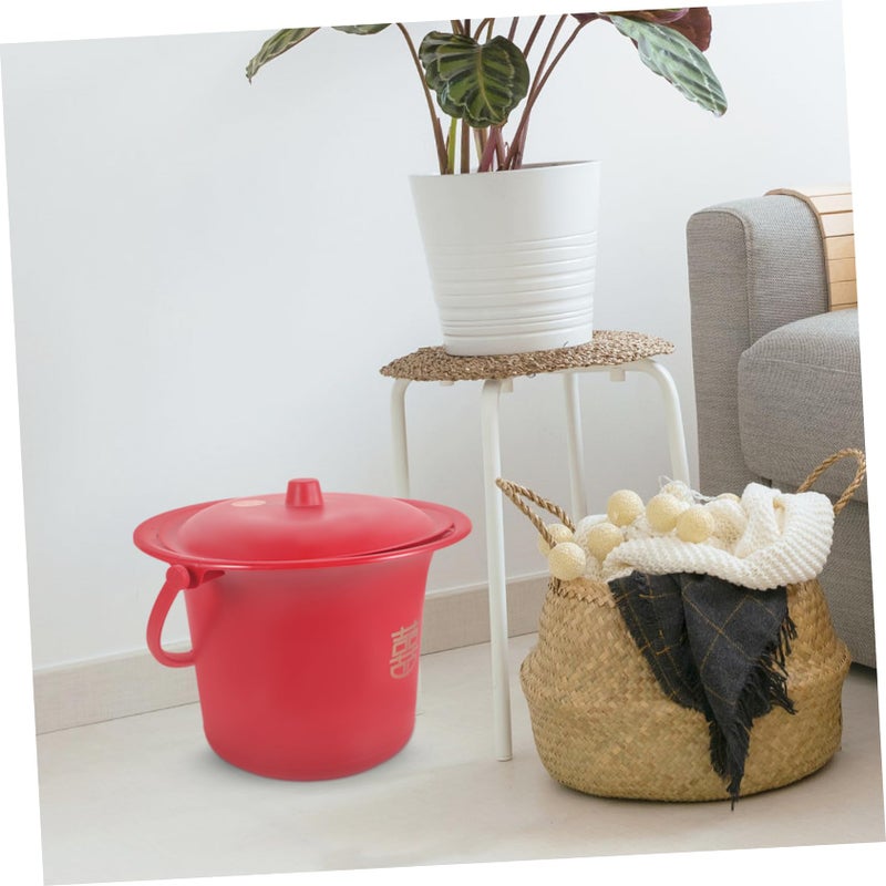 Thick Plastic Bedside Commode Pot With Lid Non Slip Base Easy Clean Spittoon - Image 5