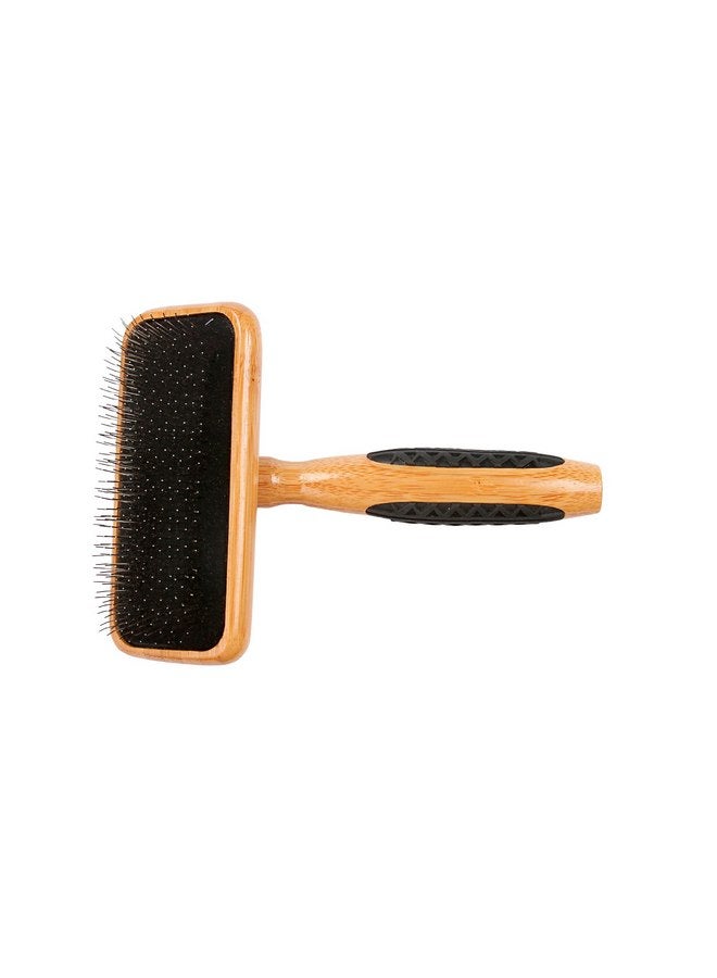 باس فرشاة Bass Brushes متوسطة الحجم للحيوانات الأليفة بمقبض من خشب الخيزران ومقابض مطاطية - Image 3