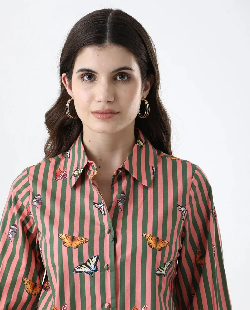 Rareism Women's Printed Regular Fit Shirt