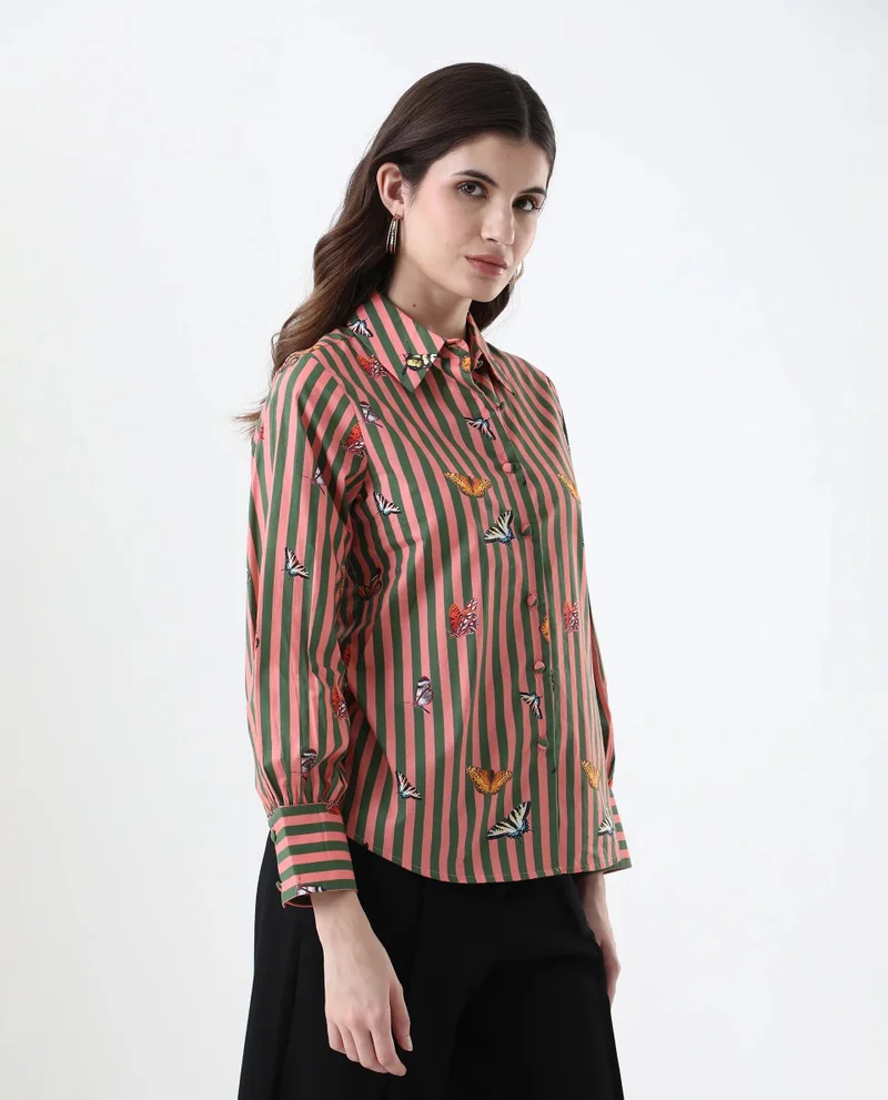 Rareism Women's Printed Regular Fit Shirt