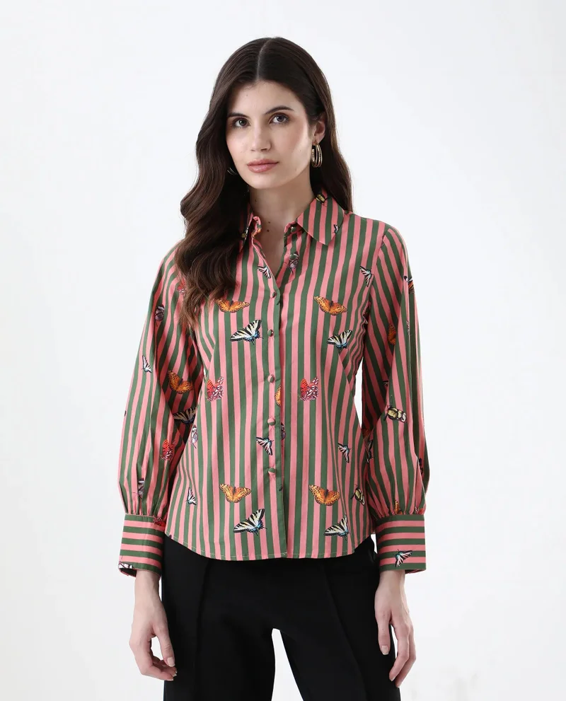 Rareism Women's Printed Regular Fit Shirt