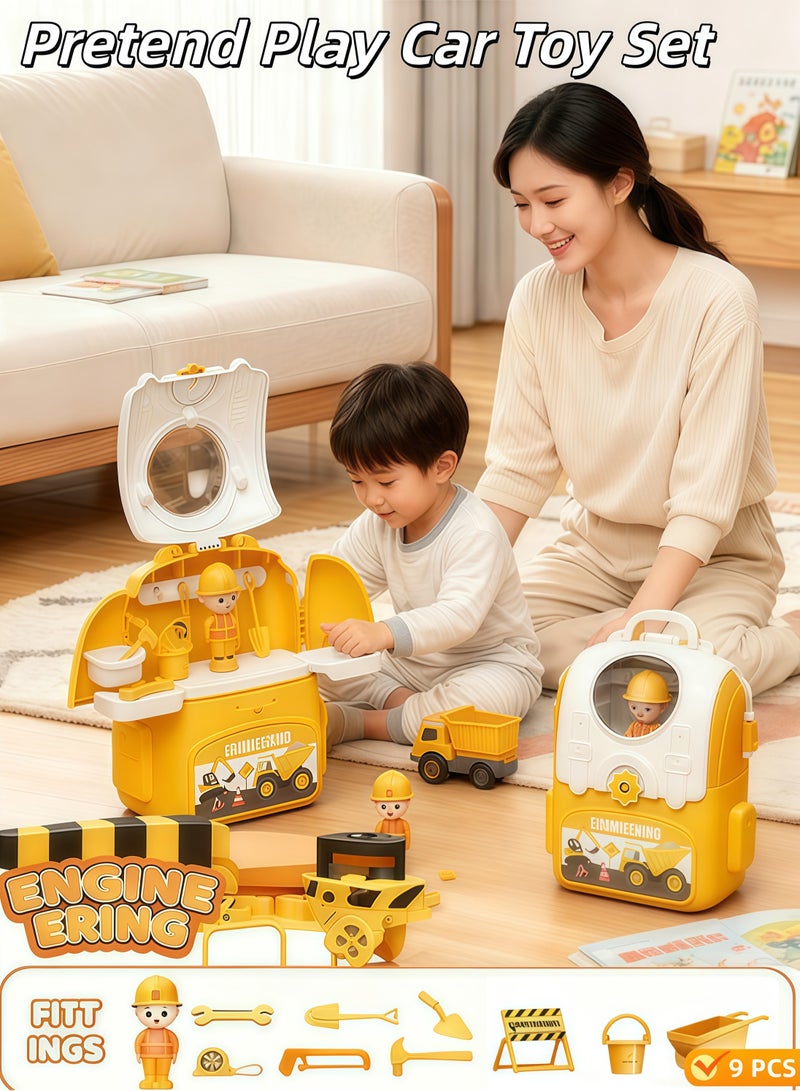 إيزي سو مجموعة ألعاب سيارات تظاهرية 3 في 1، نموذج مركبة هندسية واقعية بثلاثة أشكال يمكن تحويلها بحرية، لعبة تظاهر تفاعلية بين الوالدين والطفل، مجموعة ألعاب سيارات، سيارة لعبة متحولة، نموذج سيارة متعدد الوظائف، هدية رائعة للأولاد والبنات - Image 1