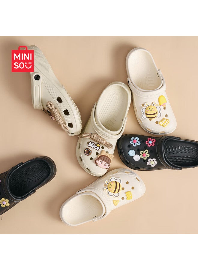 Miniso أحذية مثقوبة من مينيسو للرجال والنساء، صنادل شاطئية صيفية خارجية، نعال مغلقة سميكة غير قابلة للانزلاق، بيضاء عظمية، مقاس 40-41 - Image 3