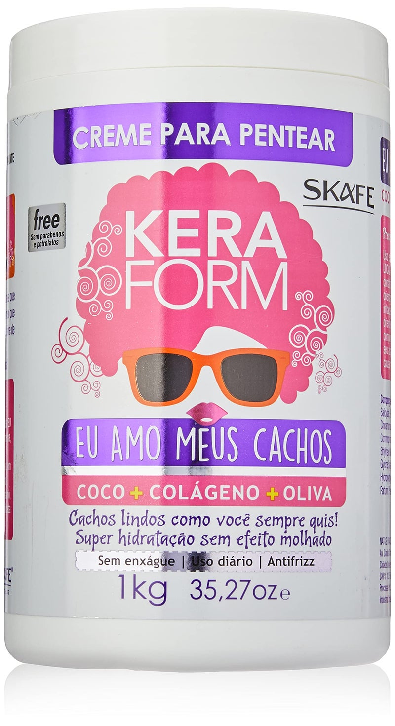 Skafe Linha Keraform Eu Amo Meus Cachos Combing Cream – 1 kg / 32.27 oz, Love My Curls Collection - Image 5