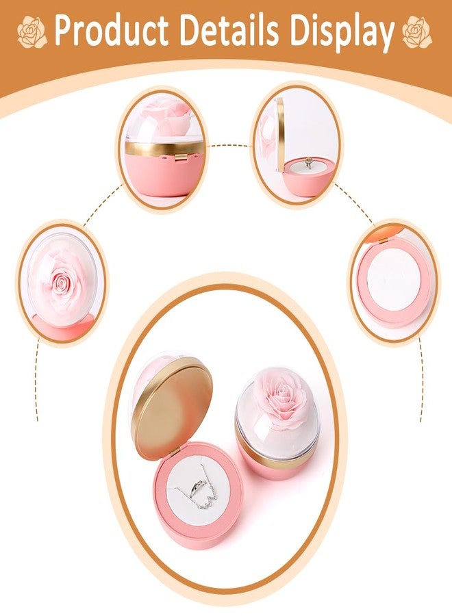 iSuperb Spherical Ring Box With Preserved Flower Rose Ring Pendant Necklace Earring Box Case Velvet Jewelry Box Gift Box for Mother's Day Wedding Anniversary Birthday - Image 3