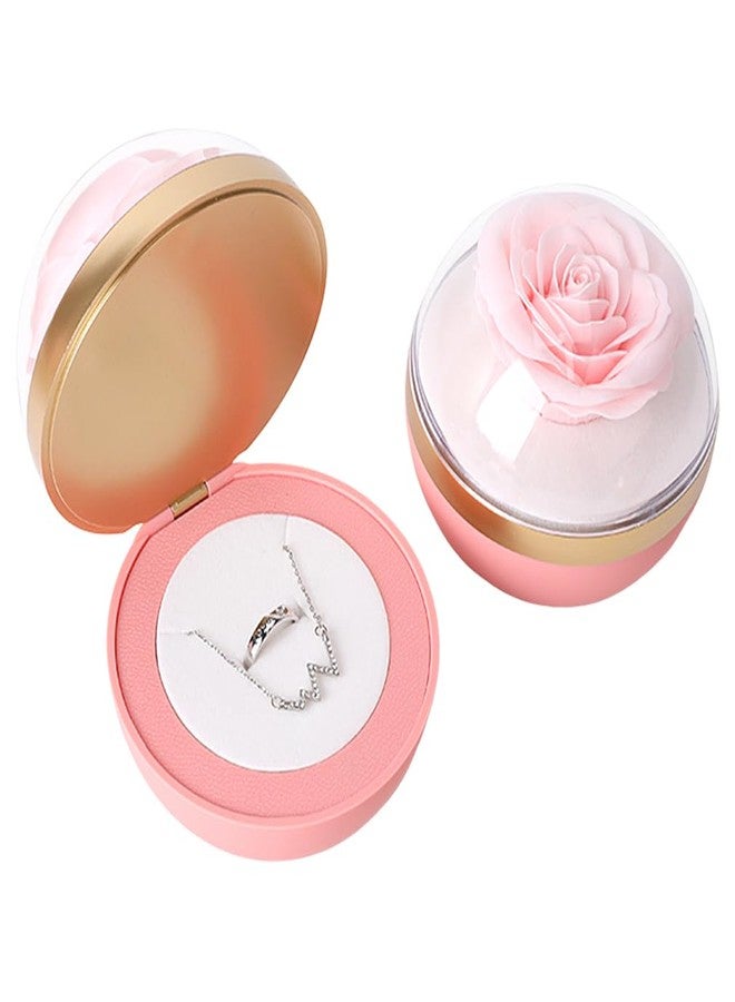iSuperb Spherical Ring Box With Preserved Flower Rose Ring Pendant Necklace Earring Box Case Velvet Jewelry Box Gift Box for Mother's Day Wedding Anniversary Birthday - Image 1