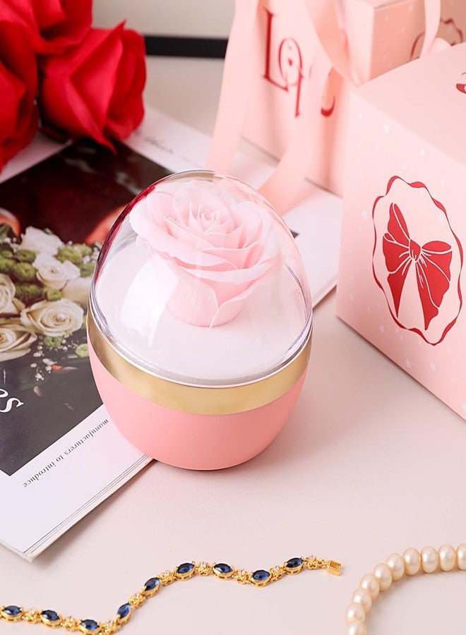 iSuperb Spherical Ring Box With Preserved Flower Rose Ring Pendant Necklace Earring Box Case Velvet Jewelry Box Gift Box for Mother's Day Wedding Anniversary Birthday - Image 4