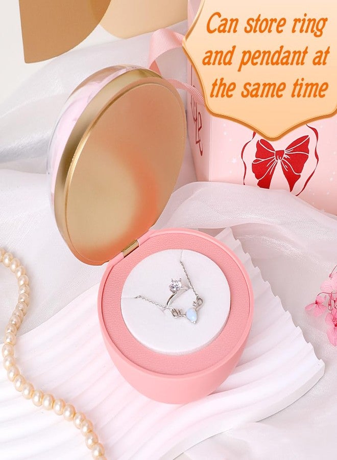 iSuperb Spherical Ring Box With Preserved Flower Rose Ring Pendant Necklace Earring Box Case Velvet Jewelry Box Gift Box for Mother's Day Wedding Anniversary Birthday - Image 2