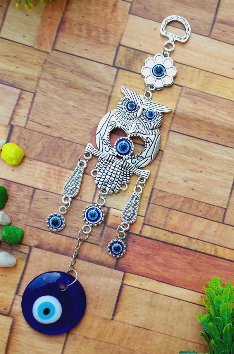ARTISKRITI Owl Evil Eye Hanging Nazar Suraksha Nazar Battu for Home Entrance Door, Wall Hanging for Good Luck, Protection and Prosperity - Image 3
