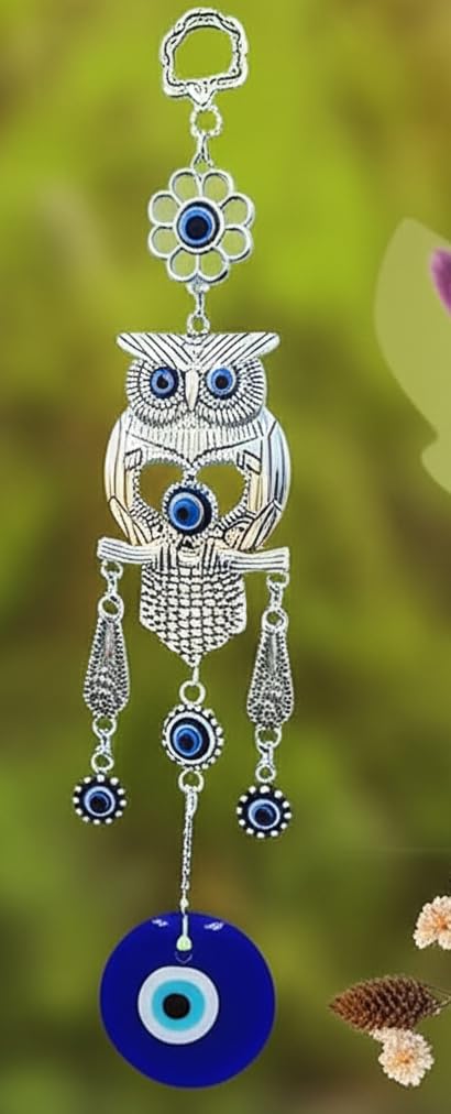 ARTISKRITI Owl Evil Eye Hanging Nazar Suraksha Nazar Battu for Home Entrance Door, Wall Hanging for Good Luck, Protection and Prosperity - Image 4