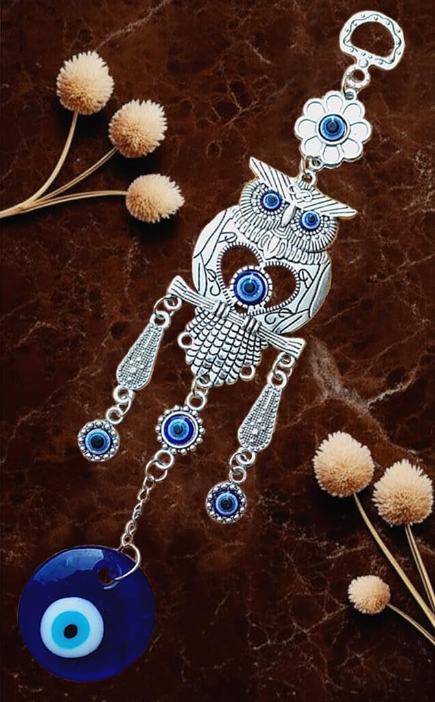 ARTISKRITI Owl Evil Eye Hanging Nazar Suraksha Nazar Battu for Home Entrance Door, Wall Hanging for Good Luck, Protection and Prosperity - Image 2