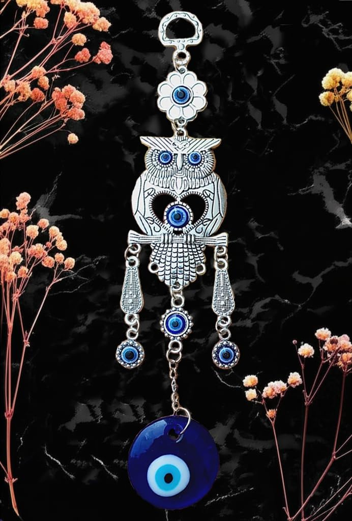 ARTISKRITI Owl Evil Eye Hanging Nazar Suraksha Nazar Battu for Home Entrance Door, Wall Hanging for Good Luck, Protection and Prosperity - Image 1